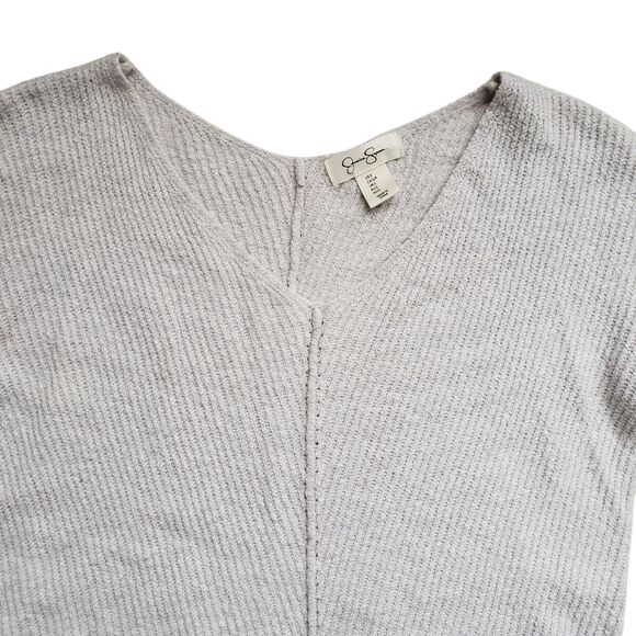 Jessica Simpson Knit Sweater Womens Small Beige Ribbed Crop Cotton - Picture 3 of 9